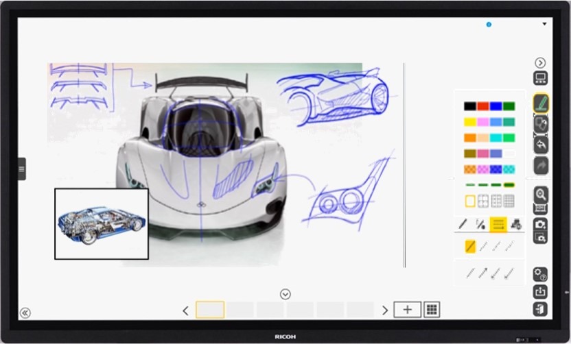 Ricoh's A high-quality digital whiteboard, also called an interactive flat panel display (IFPD) with high-quality, high-resolution screens with interactive features.